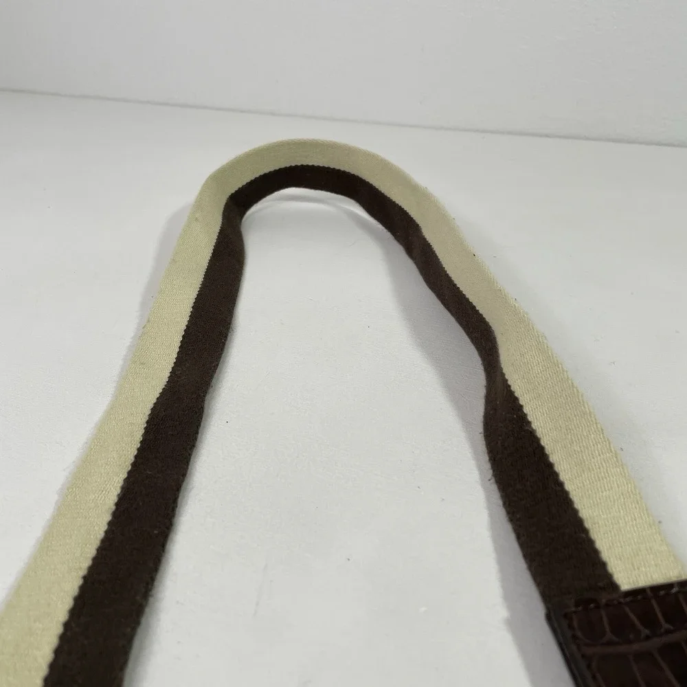 Coach Belt Leather & Canvas D-Ring Style Brown Beige 33